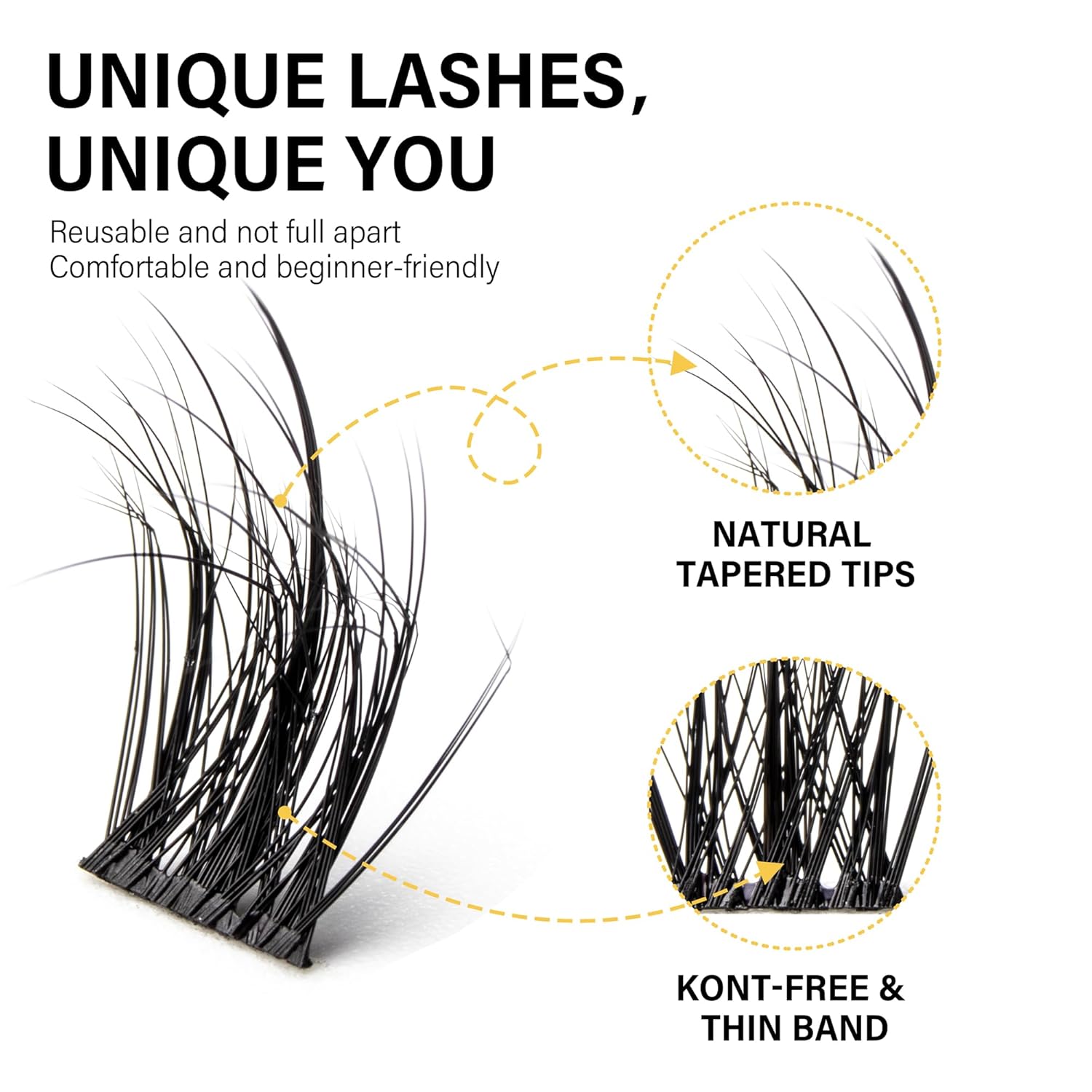 Lash Clusters 8-16mm, False Eyelashes 144pcs, Cluster Eyelash Extensions Matte Black Soft, Diy Lash Extensions D Curl Natural Lash Clusters Faux Mink Lashes Wispy๏ผBlaze,144pcs,0.07,D,8-16MIX)-FemmiqueWomen