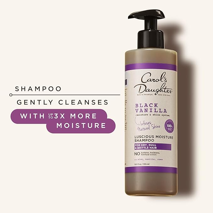 Carol's Daughter Black Vanilla Moisture Sulfate Free Shampoo for Curly, Wavy or Natural Hair, Moisturizing Hair Care for Dry, Damaged Hair, 12 Fl Oz-FemmiqueWomen