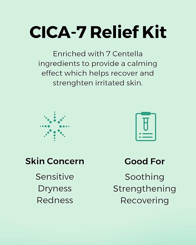 COSRX CICA Relief Kit | Toner, Serum, Cream with Centella Asiatica | Sensitive Skin, Soothing, Moisturizing | Travel Size Set, Gift Set, Korean Skincare, Not Tested on Animals, Paraben Free-FemmiqueWomen