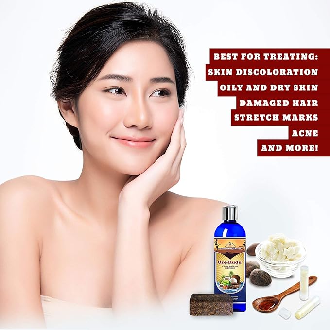 Organic, Anti-Bacterial OSE DUDU LIQUID BLACK SOAP GEL 2 LB (32 oz) Acne Eczema Dry Skin Psoriasis Scar Removal Face and Body Wash Skin Care (GHANA)-FemmiqueWomen