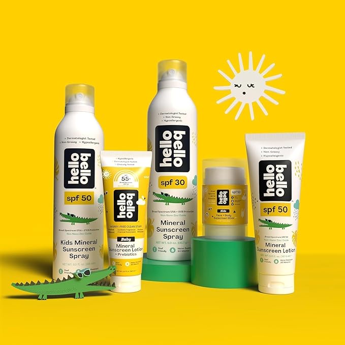 Hello Bello Mineral SPF 50 Face & Body Sunscreen Stick, Water Resistant and Reef Friendly Roll On Sun Protection, 1oz-FemmiqueWomen