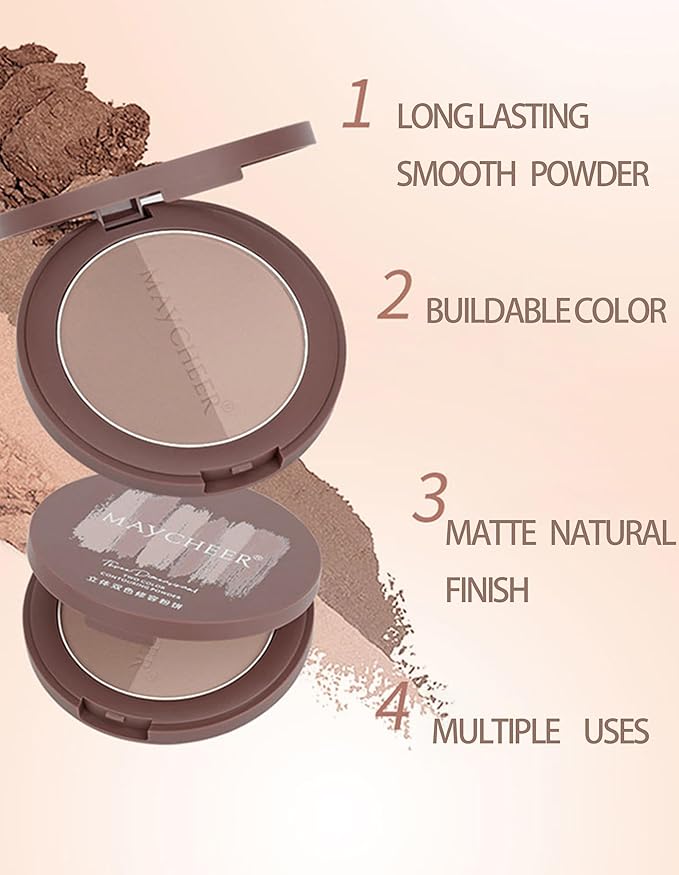 2 in 1 Contour Palette Face Sculpting Grey Contour Powder Palette Face Bronzer Makeup Contouring Palette with Mirror - Highly Pigmented Contour Shadow For Light Skin tone-FemmiqueWomen