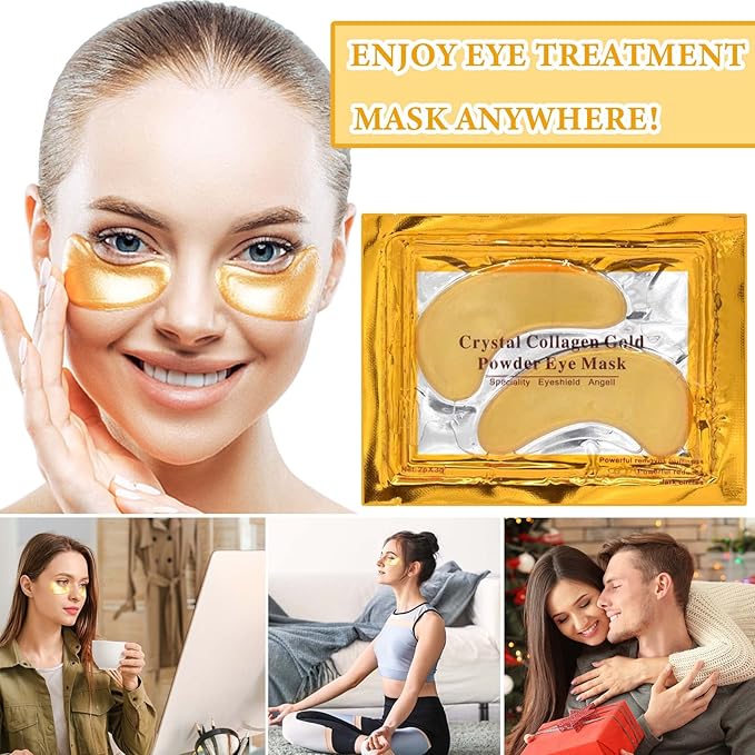 30 Pairs 24K Gold Eye Pads Under Eye Mask,Collagen Crystal Under Eye Patches Moisturizing Eye Gel Pads,Under Eye Masks for Wrinkles,Puffy Eyes & Dark Circles,Eye Patch for Beauty Eye Care-FemmiqueWomen