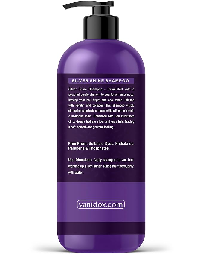 Brass Toning Purple Shampoo for Grey and Silver Hair, Infused with Purple Pigment, Sulfate Free Shampoo for Gray and Silver Hair (16 fl oz)-FemmiqueWomen
