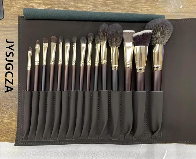 Professional makeup brush set with makeup bag. Includes Brushes for Contouring, Highlighting, Eyeshadow, Foundation & More. 15 Pcs Wool makeup brush-FemmiqueWomen