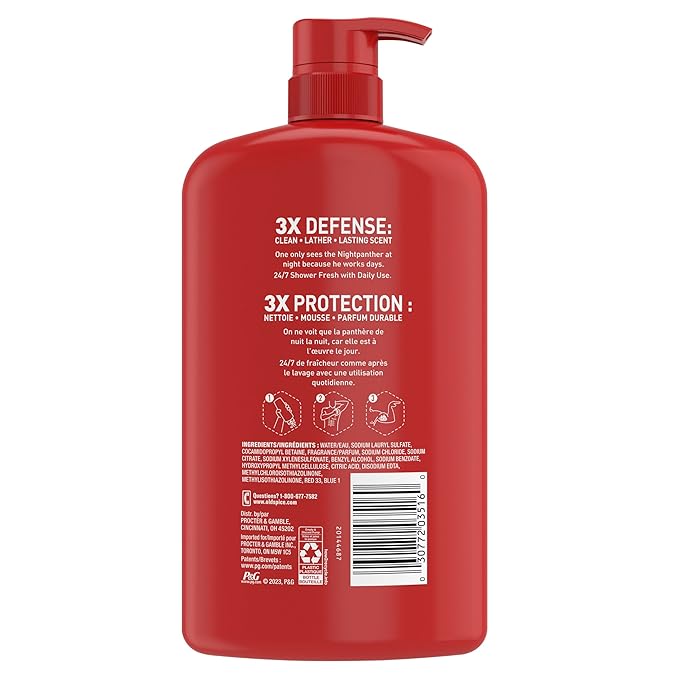 Old Spice Body Wash for Men, 3X Defense, 24/7 Shower Fresh with Long Lasting Lather, NightPanther Scent, 33.4 fl oz (Pack of 4)-FemmiqueWomen