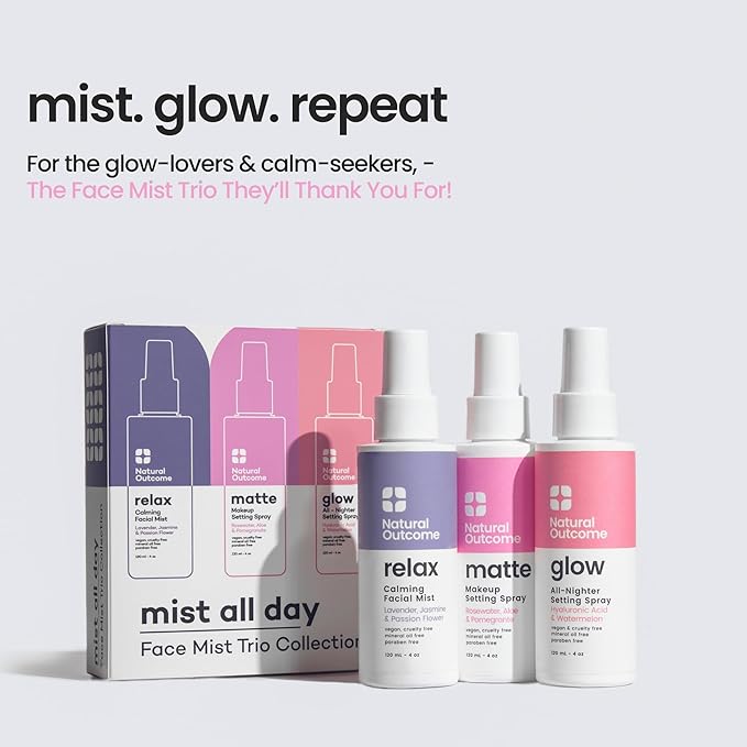 Face Mist Trio Collection – Hydrating Facial Mist Spray for Glowing Skin – Rosewater, Lavender & Hyaluronic Acid – Makeup Setting & Refreshing Face Spray Mist-FemmiqueWomen