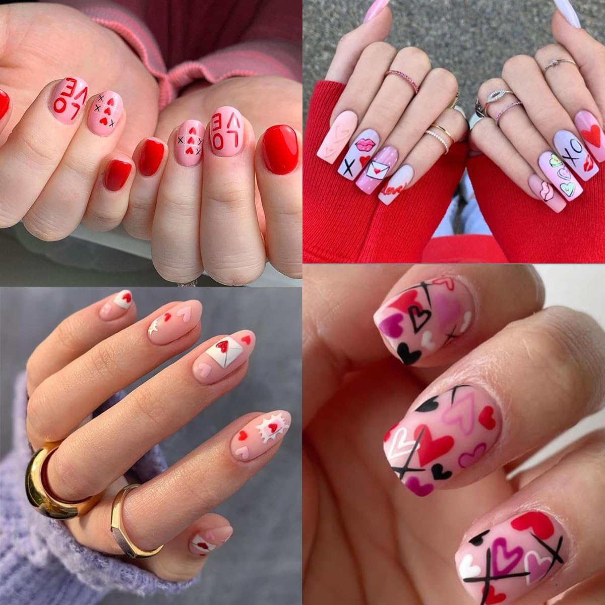 10 Sheets Valentines Day Nail Art Stickers 3D Heart Nail Decals Self-Adhesive Nail Art Design Decals Nail Supplies Red Pink Rose Sexy Lips Love Gnome Nail Stickers for Women DIY Manicure Decoration-FemmiqueWomen