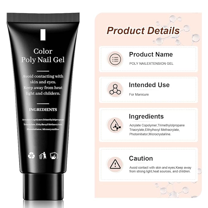 JEWHITENY 14 Colors Poly Gel Nail Kit 27 Colors Gel Nail Polish Kit With U V Light All In One Nail Art Starter Kit Suitable For All Seasons-FemmiqueWomen