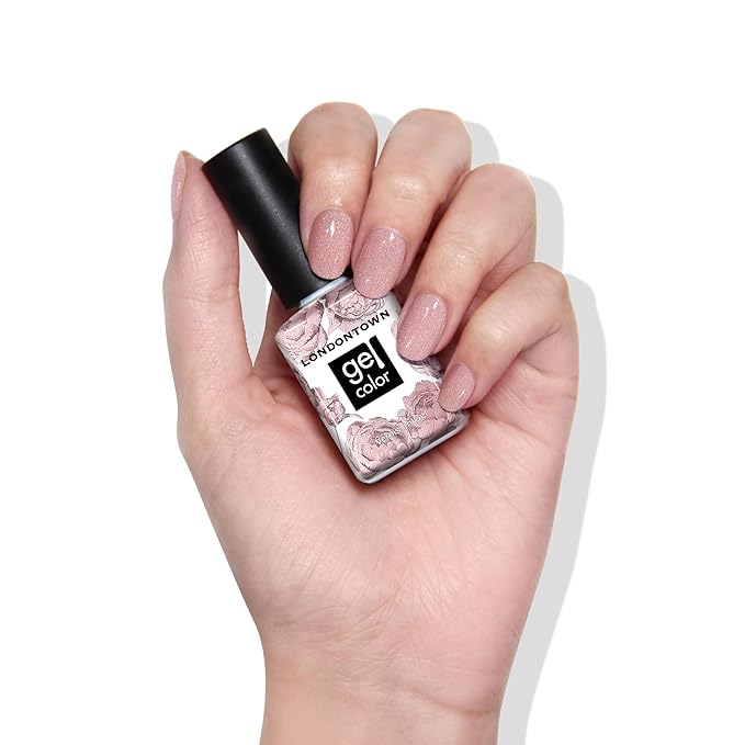 LONDONTOWN UV/LED Gel Nail Polish - Long Lasting, Chip Resistant High Shine Color - Shimmery Holographic Pink, Champagne in Bed, 12ml/.40fl oz