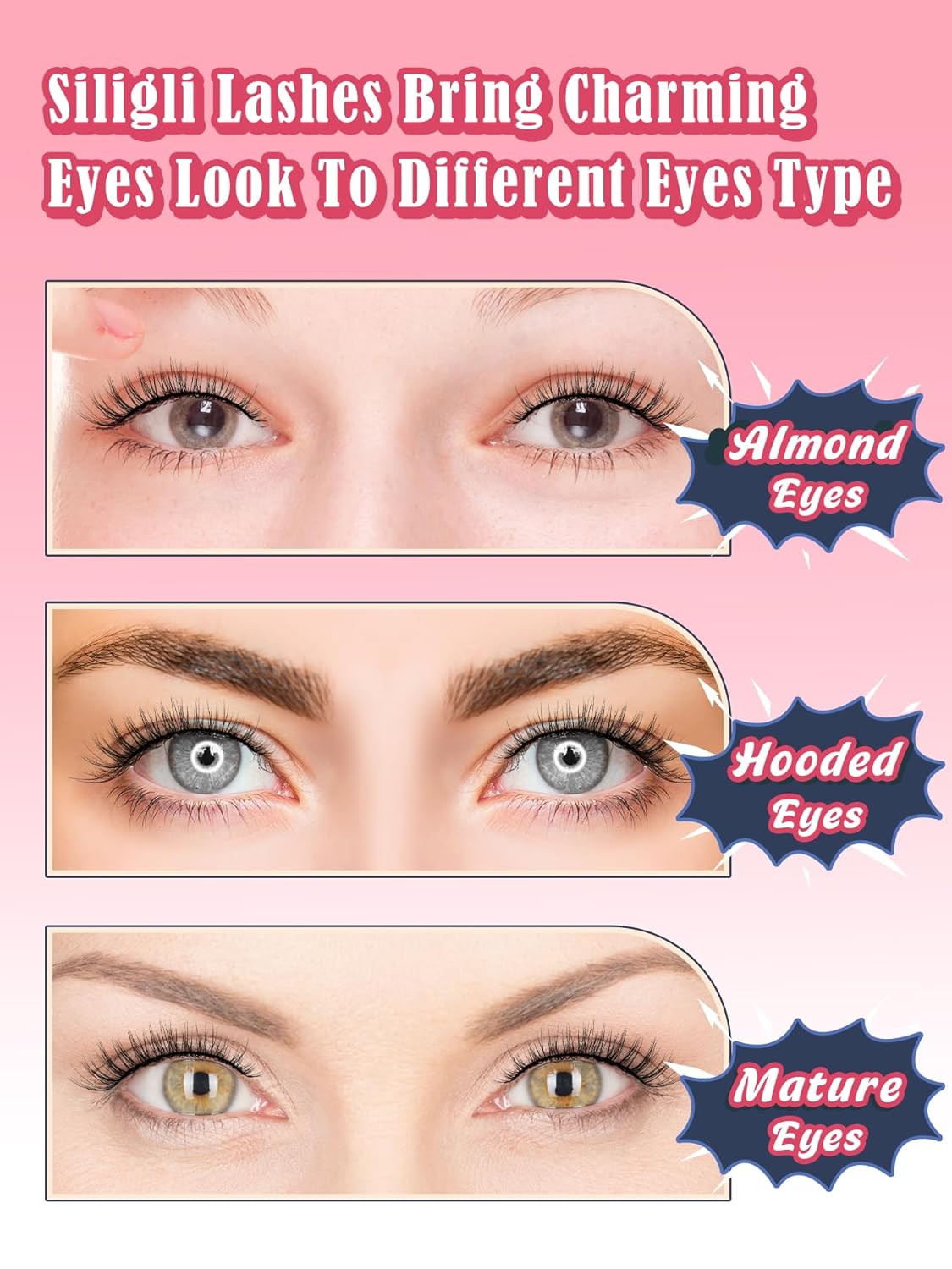 Eyelashes Natural Cat Eye Lashes False Eyelashes Wispy Lashes C Curl Flared Eye Lashes Pack Cat Eyelashes Soft Strip Lashes 12mm Lash Strips Siligli 10 Pair-FemmiqueWomen