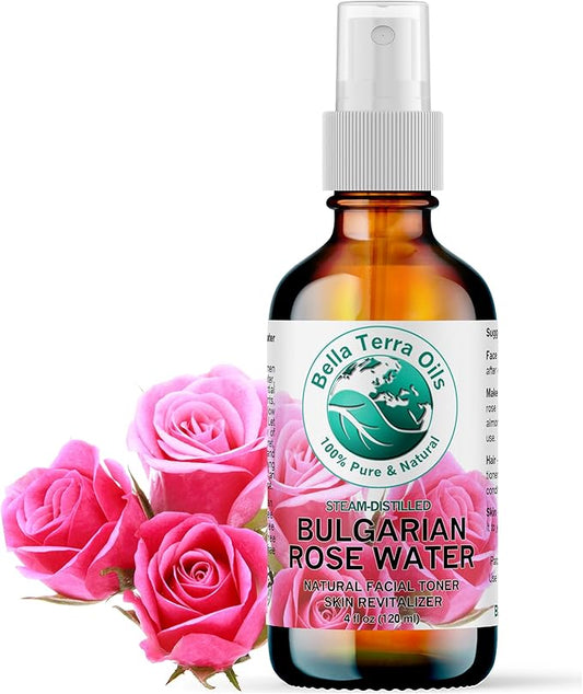 Bella Terra Oils - Organic Rose Water Mist 4 oz - Capture The Bulgarian Rose Essence, Perfect as a Gentle Rosewater Face Mist, Free from Synthetics-FemmiqueWomen