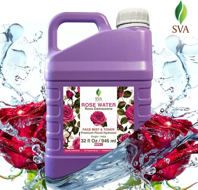 SVA Rose Water - 32 Fl oz - Refreshing Rose Water Spray for Skin Care, Skin Hydration, Bath, Soaps, Haircare & Aromatherapy-FemmiqueWomen