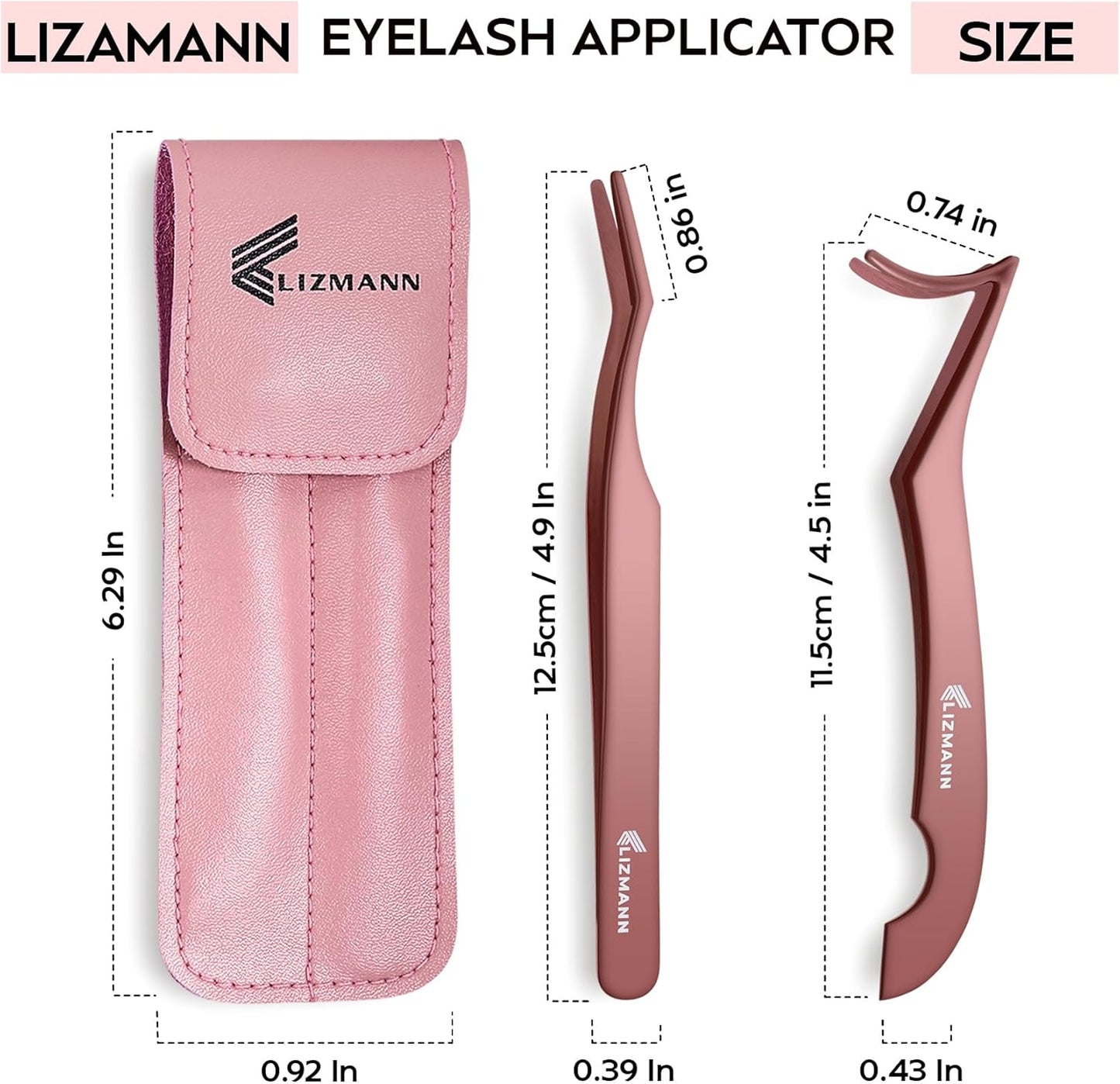 LIZMANN Eyelash Applicator Tweezers 2 PCS Tool for False Eyelash Application & Lash Extensions, Mistake-Proof Lash Placement Tweezers for Professional and DIY Use-FemmiqueWomen