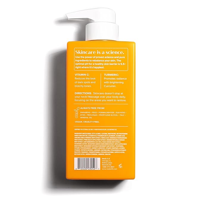 MEDIX 5.5 Exfoliating AHA Glycolic Acid Face & Body Scrub Cleanser + Vitamin C Moisturizing Body Cream Lotion Skin Care 2PC Set | Alpha Hydroxy Acid & Lactic Acid Foaming Body Wash & Face Wash, 2-PC-FemmiqueWomen