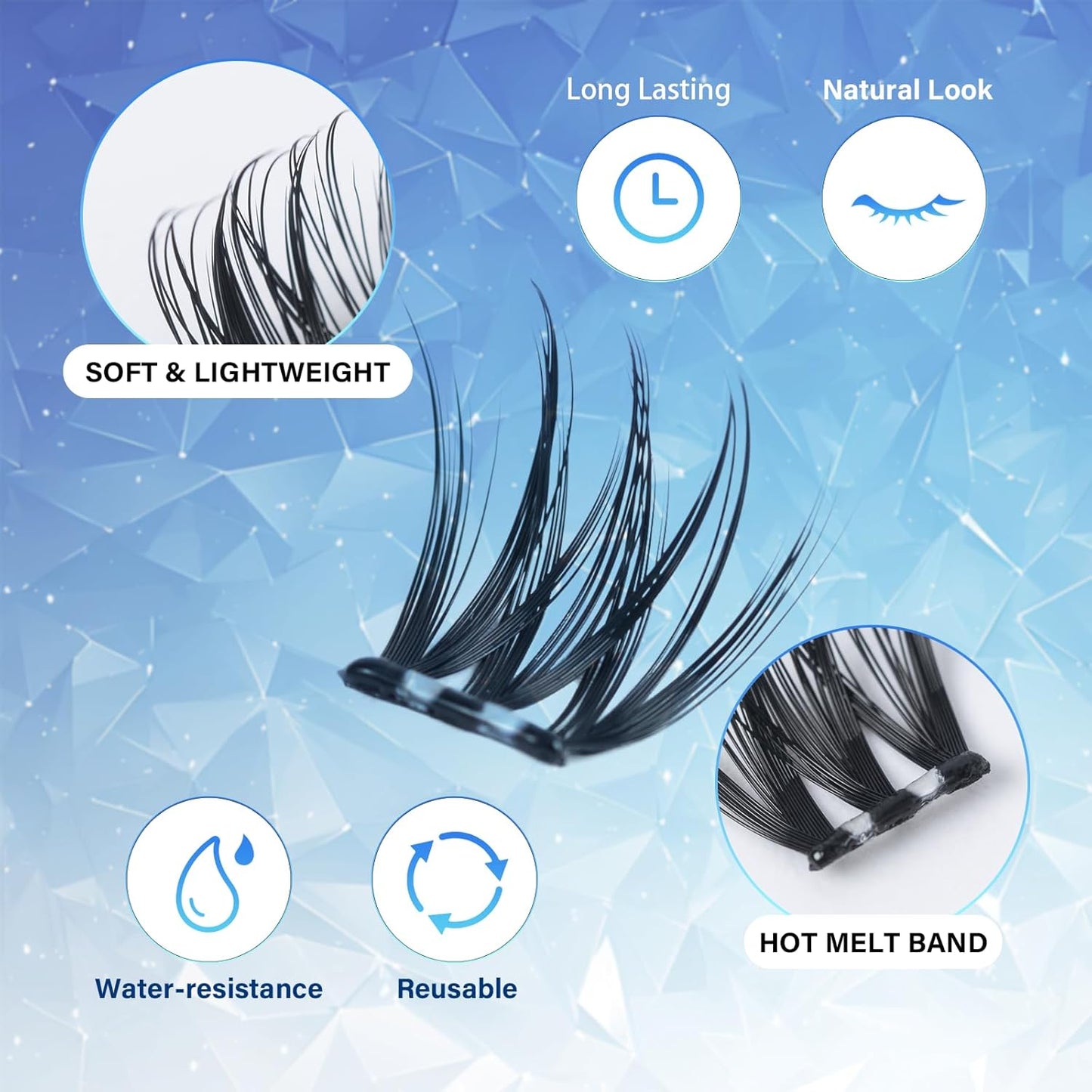 Self Adhesive Eyelashes Clusters Natural Look Wispy Press On Lash Clusters Pre Glued Eyelash Clusters Reusable No Glue Needed Lash Extensions-FemmiqueWomen