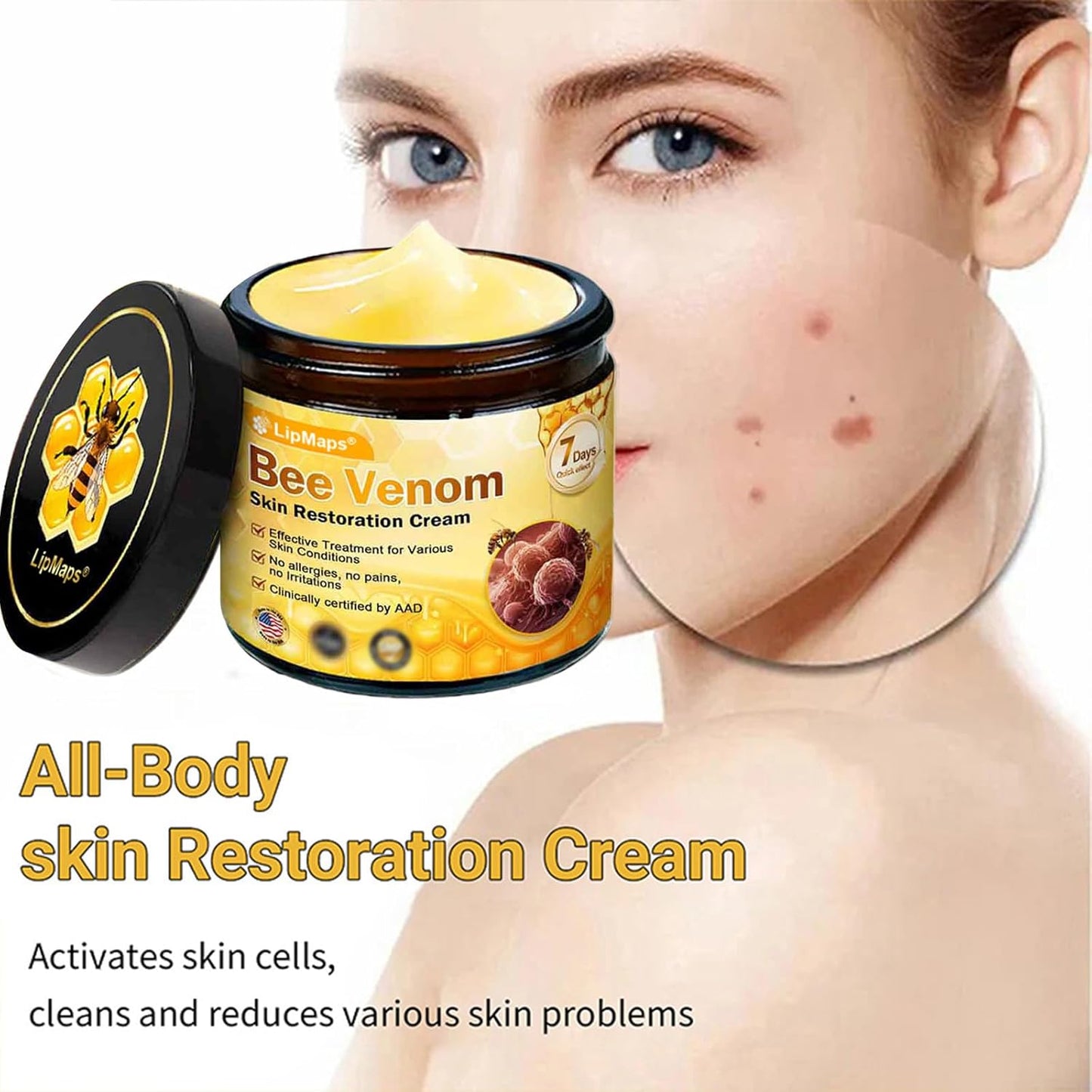 LipMaps Bee Venom skin Restoration Cream,Bee Venom Skin Treatment Cream,Deeply Moisturizing and Firming for All skin Types (1PC)-FemmiqueWomen