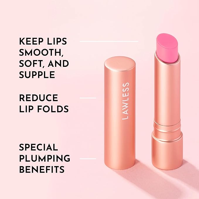 "LAWLESS Forget the Filler Lip Plumping Line-Smoothing Tinted Balm, Baby Doll, Pink, 0.09 Ounce"-FemmiqueWomen