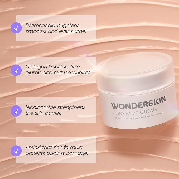 Wonderskin Purevoc Hero Face Cream, Anti Wrinkle Moisturizing Face Cream, Hydrating Face Moisturizer for Women & Men, Anti Aging Face Moisturizer, Daily Facial Moisturizer for Dry Skin-FemmiqueWomen