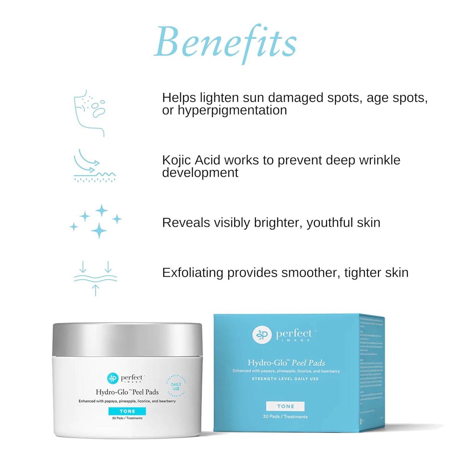 Hydro-Glo Peel Pads - Enhanced with Kojic, Mandelic, Glutathione, Licorice, Papaya, Pineapple, Bearberry Extracts (10% Strength Peel)-FemmiqueWomen