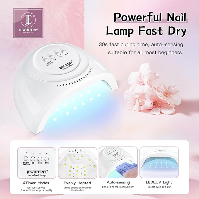 JEWHITENY 27 Colors Nail Polish Kit with U V Light, U V LED Nail Dryer Lamp Curing Gel Nail Polish Set Popular Gel Polish Set DIY at Home, Nail Manicure Tools-FemmiqueWomen