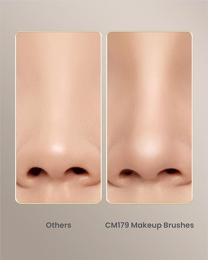 Desert Oak Series Nose Contour Brush - Angled Pony Hair Bristles for Seamless Sculpting, Dual-Use with Cream/Powder, Ebana Handle & Brass Ferrule (CM 179)-FemmiqueWomen