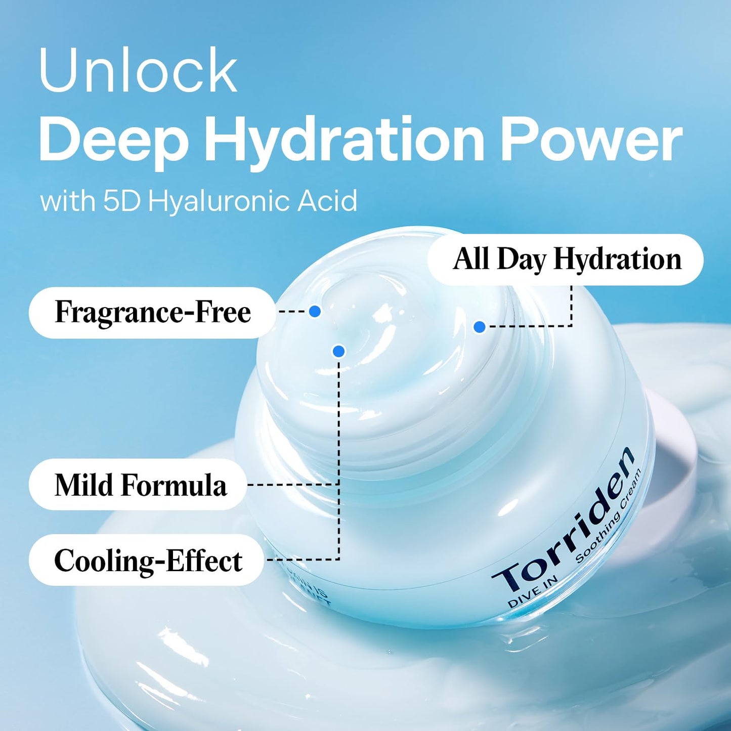 Torriden DIVE IN Hyaluronic Acid Soothing Cream 100ml (3.38 fl. oz) | Revitalizing Facial Moisturizer for Sensitive and Dry Skin | Hyaluronic Acid, Panthenol, Allantoin-FemmiqueWomen