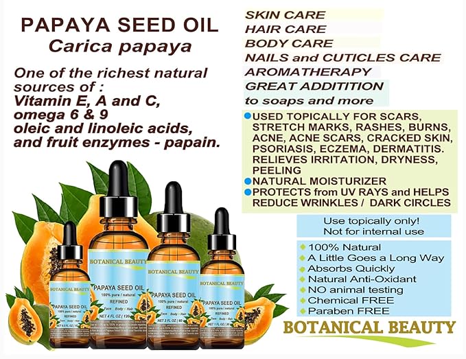 PAPAYA SEED OIL. 100% Pure / Natural / Undiluted /Refined Cold Pressed Carrier Oil. 0.5 Fl.oz.- 15 ml. For Skin, Hair And Lip Care.-FemmiqueWomen