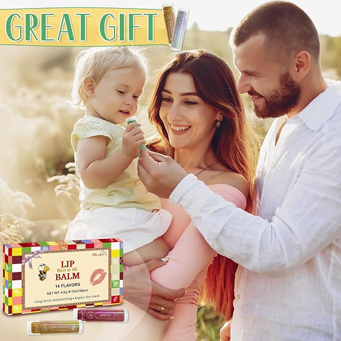 28 Pack Lip Balm,Natural Lip Balm Bulk with Vitamin E and Coconut Oil,14 Flavored Lip Balm Set, Lip Care Product, Moisturizing & Soothing Chapped Lips,Bulk Gifts for Women Party Favors-FemmiqueWomen