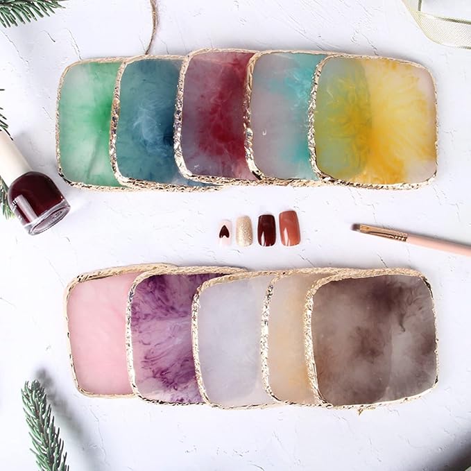 1 Piece Nail Art Palette Nail Polish Palette Mixing Palette Makeup Plate Nail Plates for Nail Art Nail Tip Holder Nail Art Display (Grey Square)-FemmiqueWomen