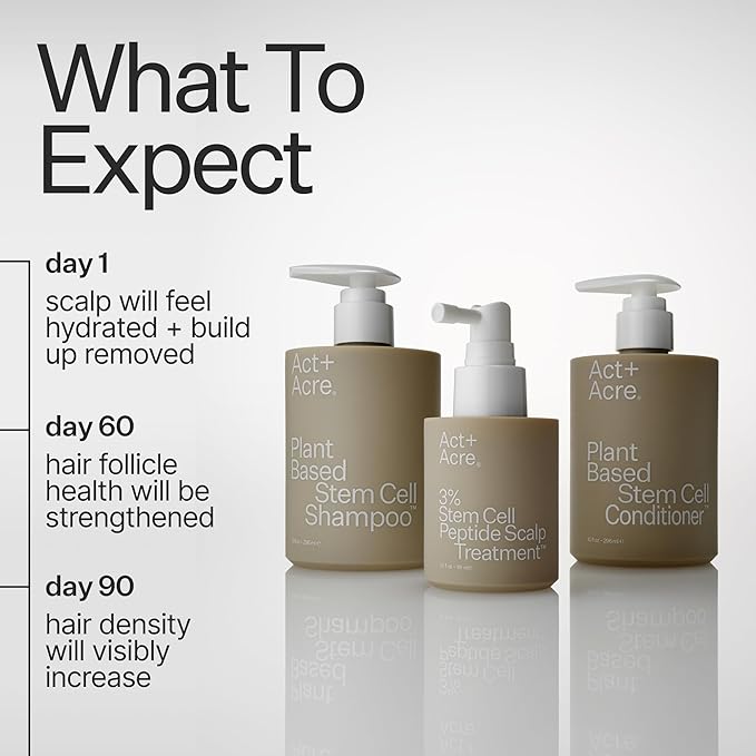 ACT+ ACRE Stem Cell Shampoo | Boosts Density, Hydrates Scalp, Removes Build-Up | Thicker, Fuller Looking Hair | Swiss Apple Stem Cells, Caffeine, Hyaluronic Acid | Vegan, Cold Processed® | 10 Fl Oz-FemmiqueWomen