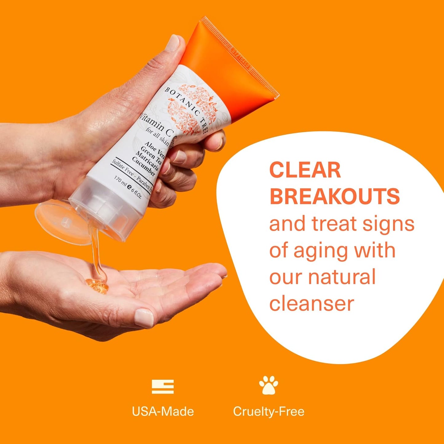 Botanic Tree Vitamin C Face Wash - Facial Cleanser for All Skin Types, Aging or Dry Skin, Minimizing Acne scars, Brightening, Reduce Breakouts - Face Wash for Women & Men-FemmiqueWomen