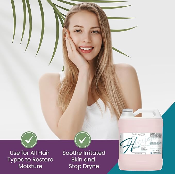 Dr Joe Lab White Rose Water Hydrosol - Natural Distilled Bulgarian Non-GMO Vegan Hydrating Toning Spray Mist Face Hair Skin Pores Locs Dreads - Packaging May Vary (1 Gallon)-FemmiqueWomen