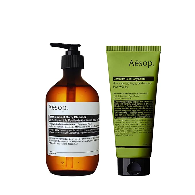 Aesop Geranium Leaf Body Cleanser + Scrub | 16.9 oz + 6.2 oz-FemmiqueWomen
