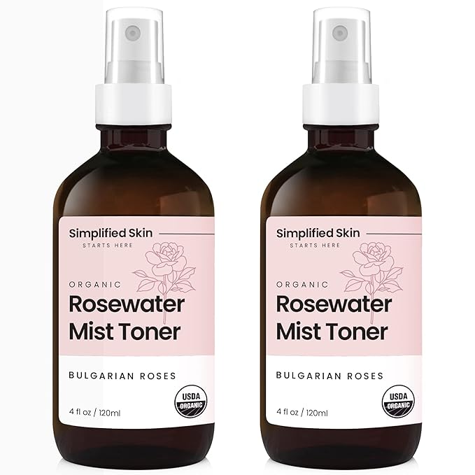 Rose Water Spray for Face & Hair - Organic USDA Certified Rosewater Facial Toner - Alcohol-Free Makeup Setting Hydrating Face Mist - Anti-Aging Toner Spray - 2 Pack-FemmiqueWomen