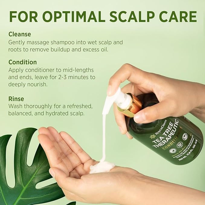 Roycederm Tea Tree Antifungal Shampoo and Conditioner: Complete Scalp Care Solution for Folliculitis, Dry, Itchy, and Flaky Scalp - Infused with Tea Tree Oil, Paraben & Sulfate Free-FemmiqueWomen