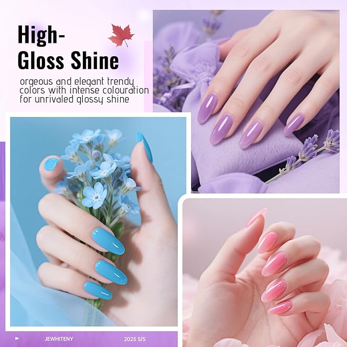 JEWHITENY Poly Gel Nail Kit 14 Colors - Yellow Nude Pink Blue Purple Glitter Tones Starter Kit with UV Lamp Base & Top Coat All-in-One Gift for Women Need U V Light Curing-FemmiqueWomen