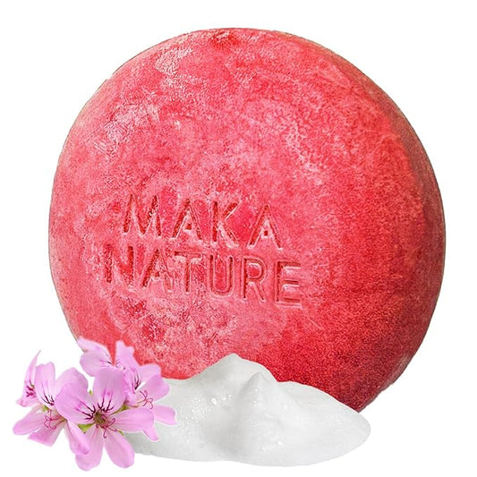 Maka Nature Low-Carbon Shampoo Bar | Korean K-Beauty Haircare with Natural Ingredients for Scalp & Hair Types | Vegan, Eco-Friendly, pH balanced, 3.35oz (Geranium)-FemmiqueWomen