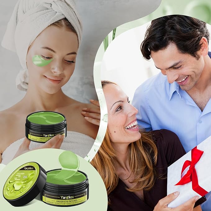 3 Packs 60 Pcs Under Eye Patches, Green+24K Gold+Pink, 30 Pairs Undereye Mask for Puffy Eye Dark Circle Treatment, Collagen Gel Pads Hydrating for Eye Bag Puffiness Wrinkle, Women Men Beauty Skin Care-FemmiqueWomen