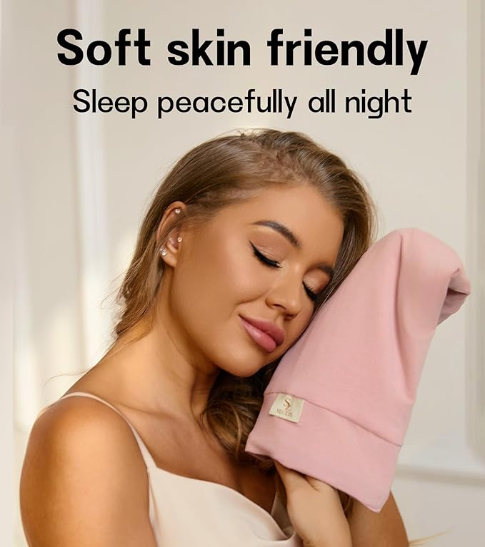 100% Mulberry Silk Bonnet for Sleeping for Curly Hair and Braids, Wrap with Adjustable Strap for Women and Men, Silk, Not Satin(1Pc,Pink