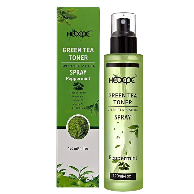 Green Tea Matcha Facial Toner Mist with Peppermint, Refreshing, Moisturizing, and Soothing Face Toner, with Jojoba Oil, Castor Oil, Snail Filtrate,120ml-FemmiqueWomen