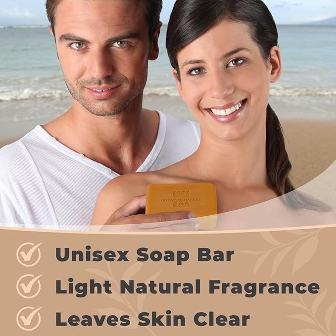 One With Nature Dead Sea Salt Turmeric Soap 4oz 3-Pack – Purifying and Exfoliating Soap Bar with Dead Sea Minerals and Turmeric for Face & Body, for Men & Women-FemmiqueWomen