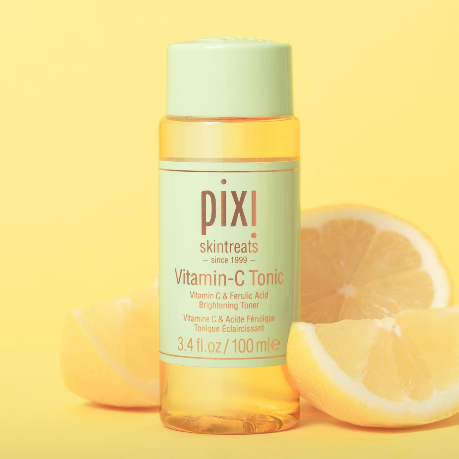 Pixi Vitamin-C Tonic,Brightening & Soothing Facial Toner, Boost Skin Luminosity, Infused with Vitamin-C & Ferulic Acid, Alcohol Free Daily Toner, 100ml / 3.4fl oz Travel Size Skin Care-FemmiqueWomen