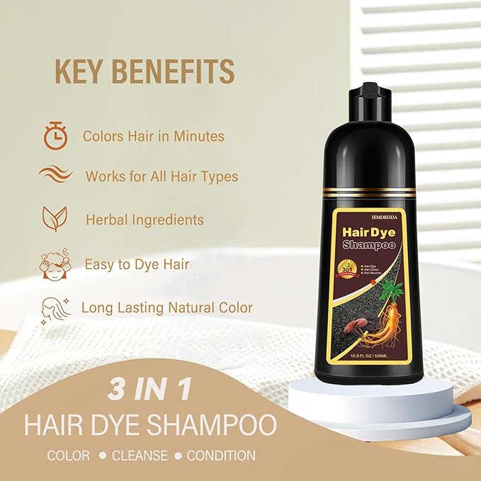 Brown Hair Dye Shampoo, Hair Color Shampoo for Women Men, Colors in Minutes, Champu para Canas, Easy to Use 16.90 Fl Oz-FemmiqueWomen