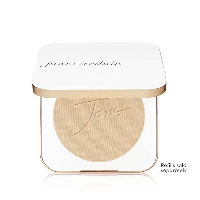 jane iredale Refillable Compact | Aluminum Shell & Magnetic Closure | Interior Mirror for On-The-Go Use | Compatible with all Powder Refills | White-FemmiqueWomen