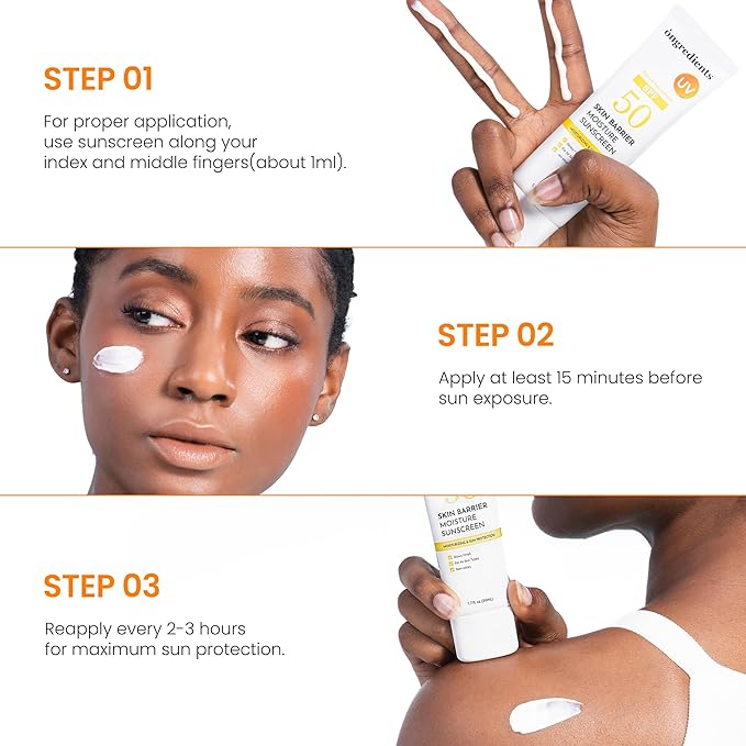 ONGREDIENTS Skin Barrier Moisture Sunscreen Broad Spectrum SPF 50, Glowy Finish, Non-Sticky, No White Cast, Hydrating, Moisturizing, Airy Texture, Korean Skin Care, All Skin Types (1.7 fl. Oz)-FemmiqueWomen