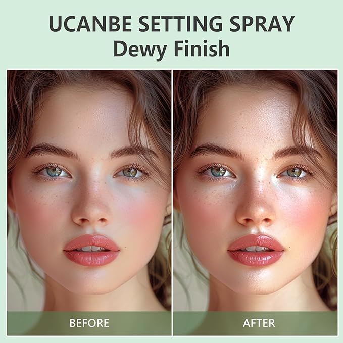 Dewy Makeup Setting Spray Kit-3.38 Fl oz Hydrating Illuminating Finishing Spray Lightweight Face Mist All Day Long Make up Fixer +2PCS Sponge Puff, Hydrate Skin for a Bright Look-FemmiqueWomen