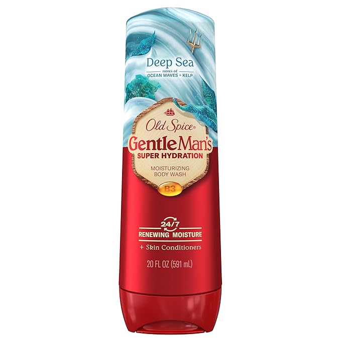 Old Spice Body Wash GentleMan’s Super Hydration for Men, 24/7 Renewing Moisture, Gentle on Skin with Skin Conditioners, Deep Sea with Ocean Waves + Kelp Scent, 20 oz-FemmiqueWomen