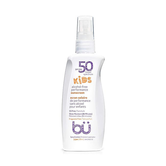 BU SPF 50 Kids Sunscreen Spray for Face and Body, Non Aerosol Spray, Fragrance Free, Clear, Non Greasy, Water Resistant, Fragrance Free 3.3 oz-FemmiqueWomen