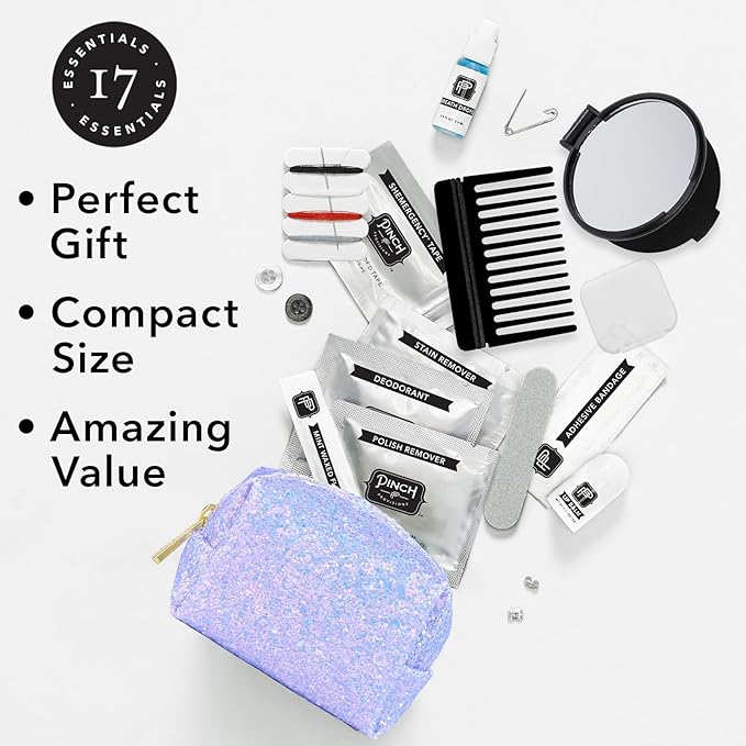 Pinch Provisions Purple Periwinkle Minimergency Kit, includes 17 Travel-Sized Cosmetic Essentials, Convenient for Purses, Emergency Beauty Accessories, Gifts for Holiday’s & Birthday’s-FemmiqueWomen